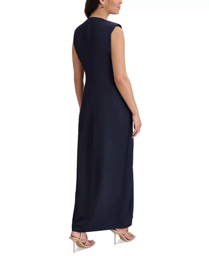 Women's V-Neck Side-Knot Sleeveless Gown Navy - 2