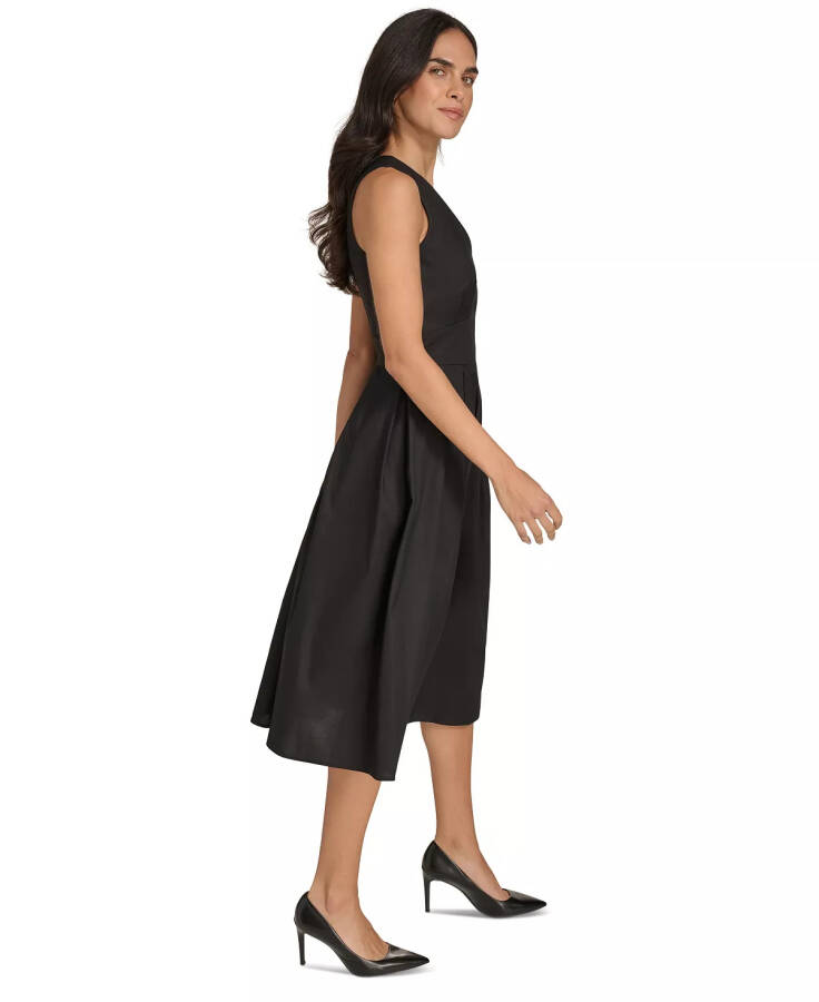 Women's V-Neck Sleeveless A-Line Dress Black - 2