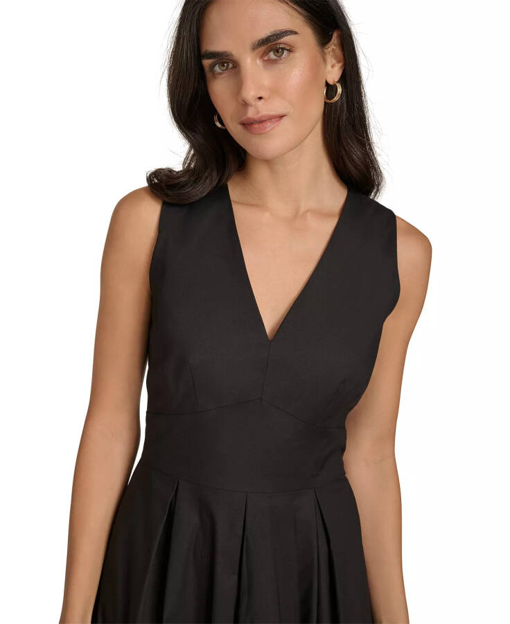 Women's V-Neck Sleeveless A-Line Dress Black - 4