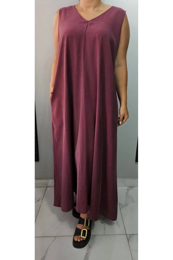 Women's V-Neck Sleeveless Plus Size Maxi Dress 24135 - 2