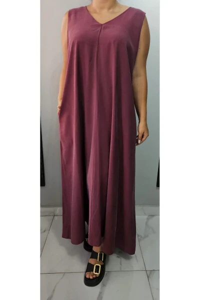 Women's V-Neck Sleeveless Plus Size Maxi Dress 24135 - 2