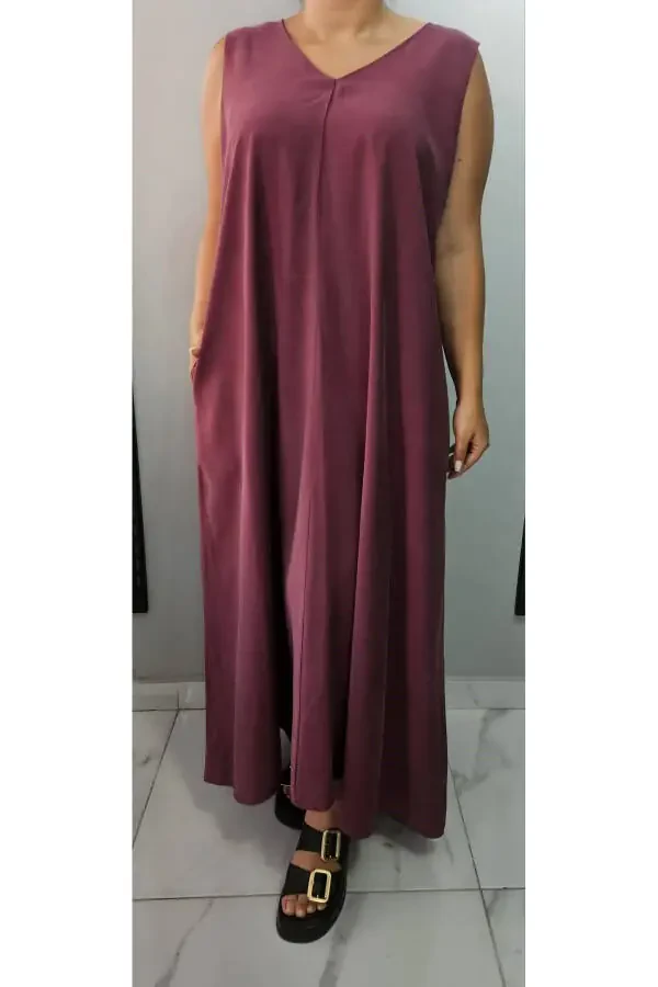 Women's V-Neck Sleeveless Plus Size Maxi Dress 24135 - 2