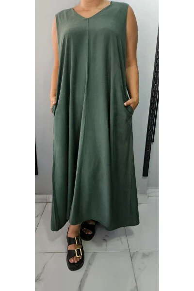 Women's V-Neck Sleeveless Plus Size Maxi Dress 24135 - Modazone