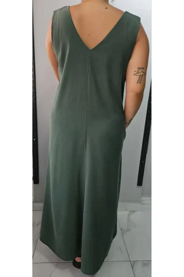 Women's V-Neck Sleeveless Plus Size Maxi Dress 24135 - 4