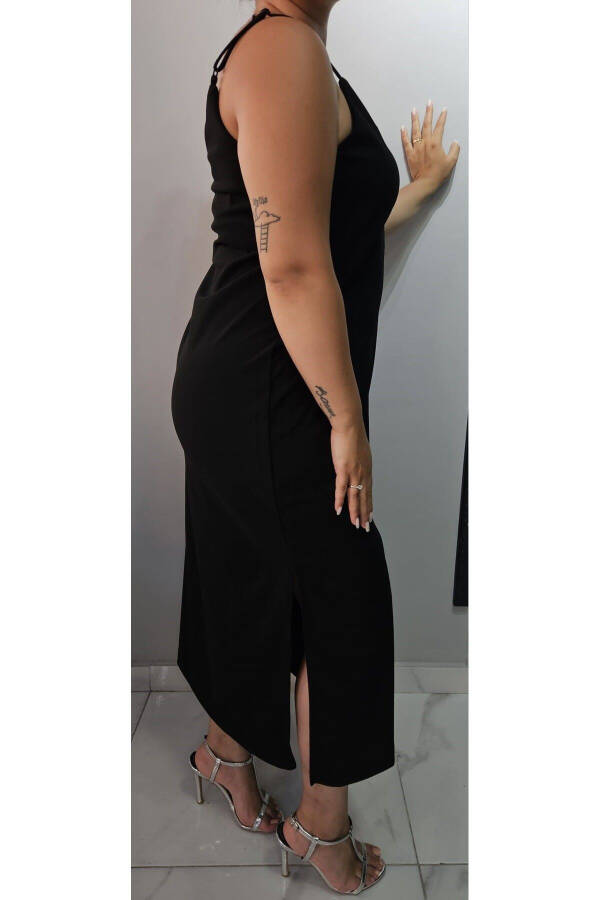 Women's V-Neck Strapless Slit Detail Plus Size Midi Dress 24136 - 3
