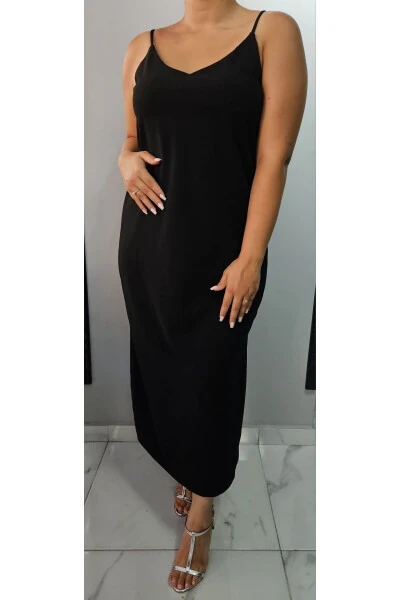 Women's V-Neck Strapless Slit Detail Plus Size Midi Dress 24136 - 1