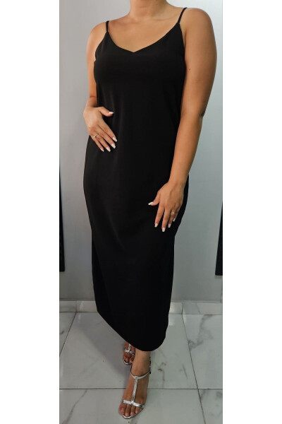 Women's V-Neck Strapless Slit Detail Plus Size Midi Dress 24136 - 6