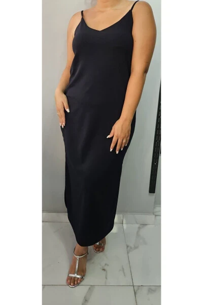 Women's V-Neck Strapless Slit Detail Plus Size Midi Dress 24136 - 2