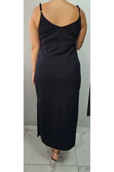 Women's V-Neck Strapless Slit Detail Plus Size Midi Dress 24136 - 5