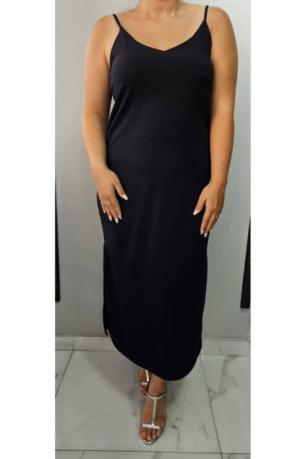 Women's V-Neck Strapless Slit Detail Plus Size Midi Dress 24136 - 10
