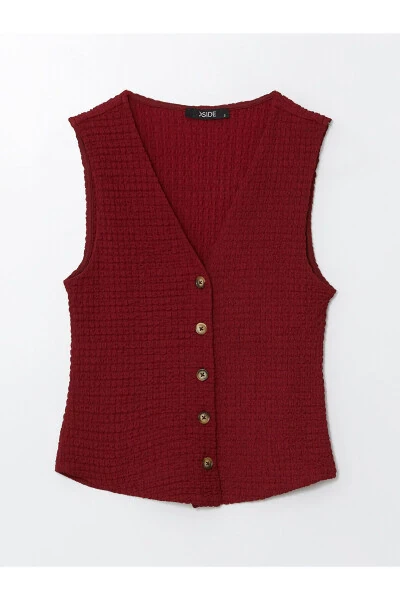 Women's V-neck textured vest - LC WAIKIKI