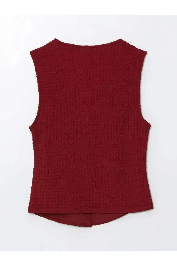 Women's V-neck textured vest - 2