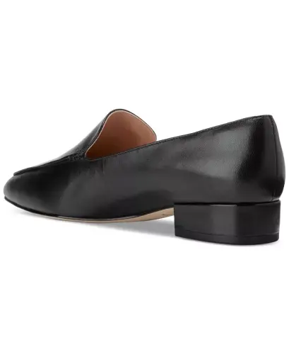 Women's Valantina Pointed Toe Block Heel Loafers - Black Leather - 3