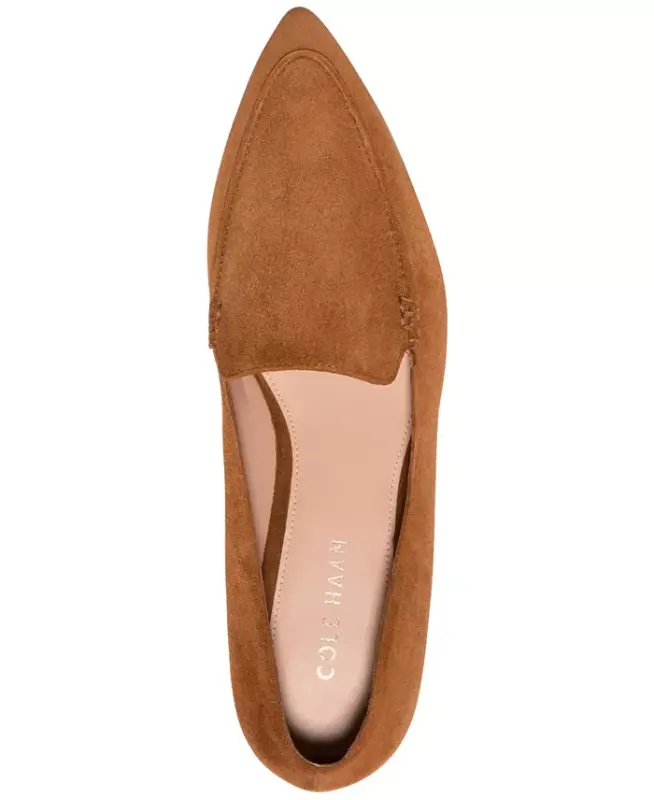 Women's Valantina Pointed Toe Block Heel Loafers - Tobacco Suede - 4