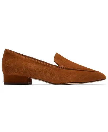 Women's Valantina Pointed Toe Block Heel Loafers - Tobacco Suede - COLE HAAN (1)