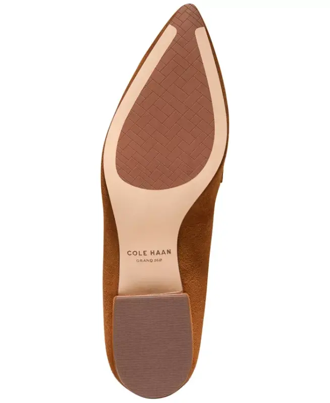 Women's Valantina Pointed Toe Block Heel Loafers - Tobacco Suede - 5