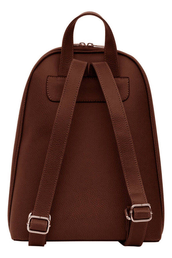 Women's Vegan Leather Brown Backpack - The Wise Owl Design - 4