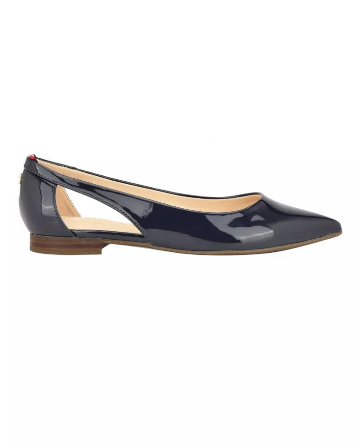 Women's Velahi Pointy Toe Flat Ballet Shoes Dark Blue- Faux Patent Leather- PU - 2