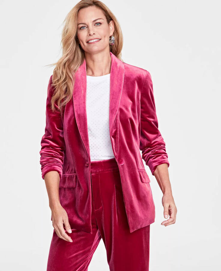 Women's Velvet Blazer, Created for Modazone Crimson Autumn - 1