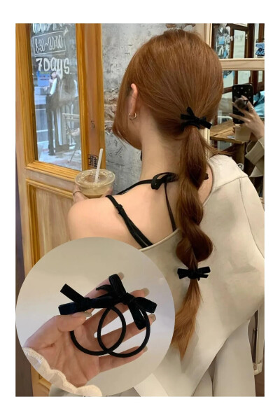 Women's Velvet Bow Elastic Hair Tie 2 Pieces - 1