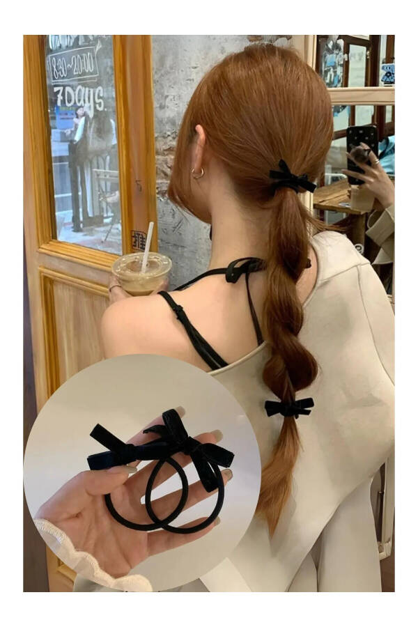 Women's Velvet Bow Elastic Hair Tie 2 Pieces - 1