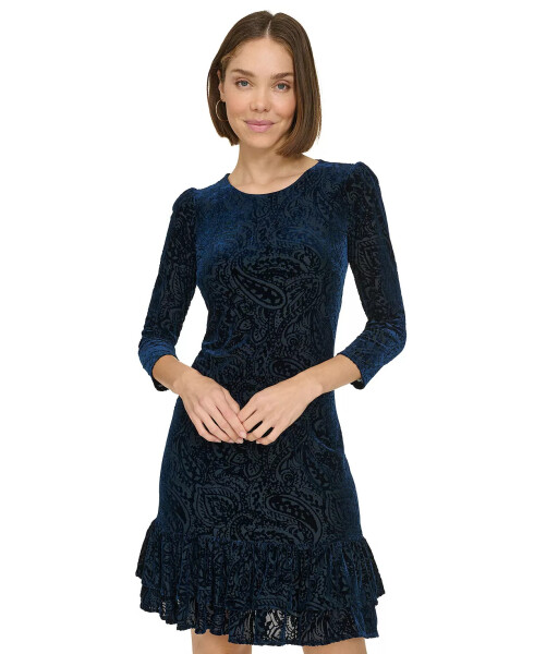 Women's Velvet Burnout Paisley Print Dress Sky Captain - 4