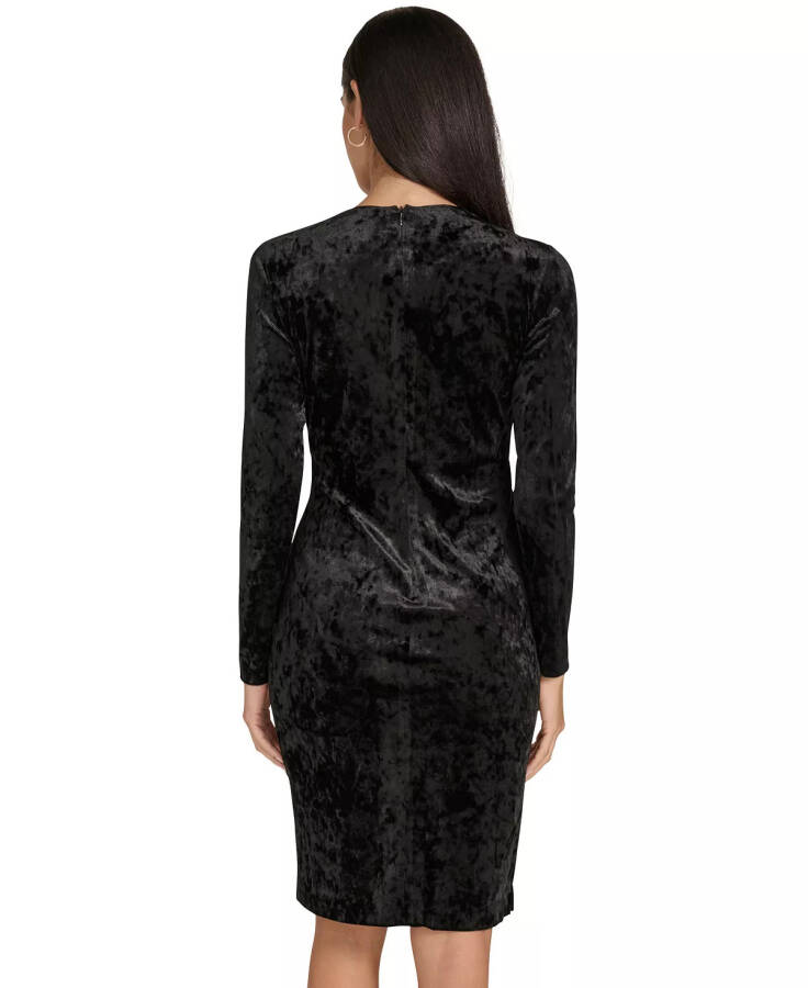 Women's Velvet Embellished V-Neck Sheath Dress Black - 5