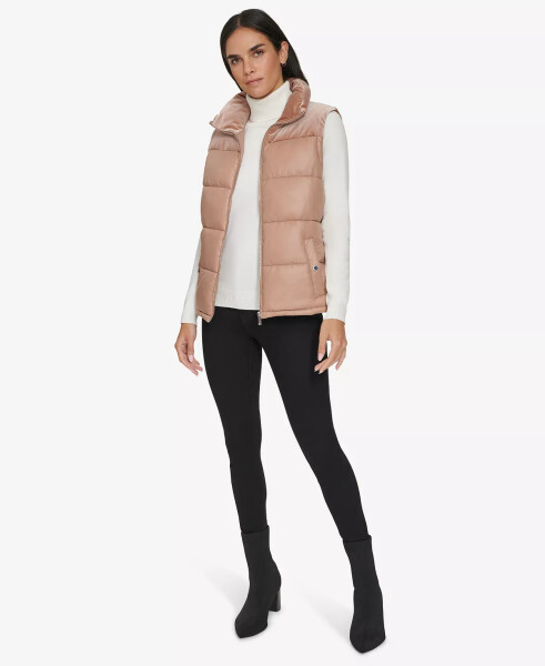 Women's Velvet Trim Puffer Vest Cafe Ole - 4