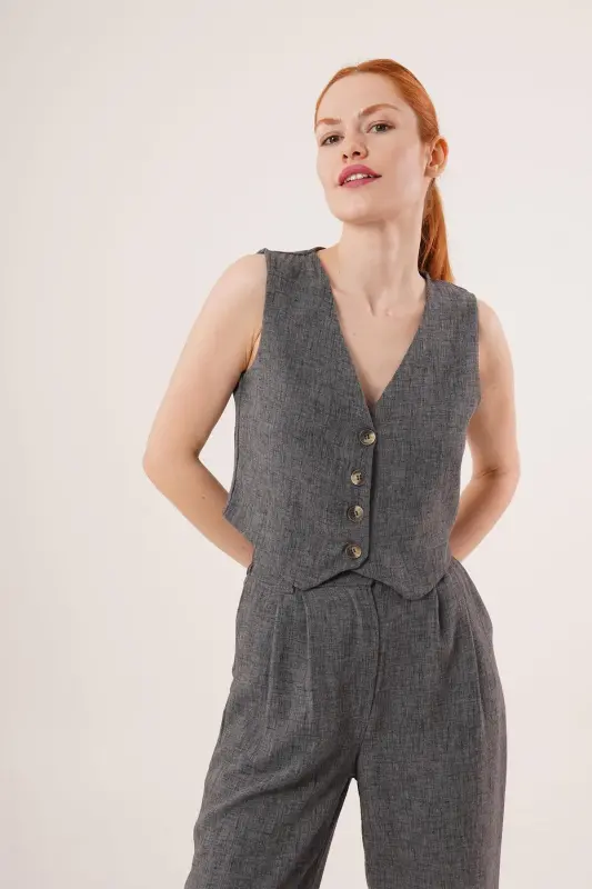Women's Vest Pants 2-Piece Set - Dark Anthracite - 7