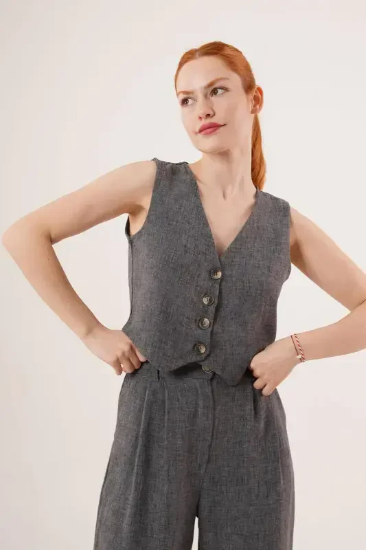 Women's Vest Pants 2-Piece Set - Dark Anthracite - 4