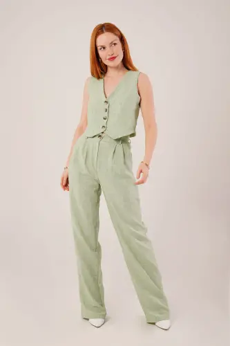 Women's Vest Pants 2-Piece Set-Green - LOKADI (1)