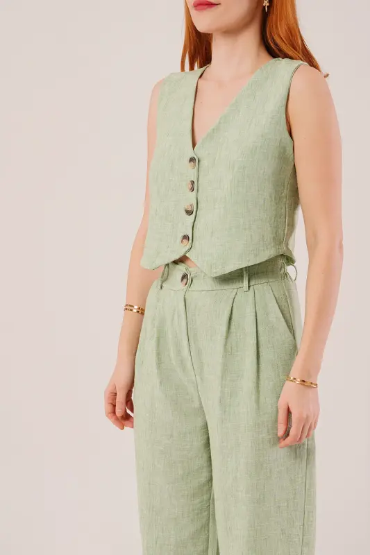 Women's Vest Pants 2-Piece Set-Green - 6