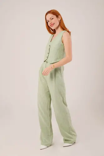 Women's Vest Pants 2-Piece Set-Green - 3