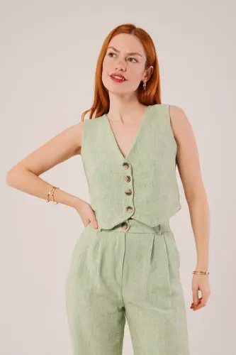 Women's Vest Pants 2-Piece Set-Green - 4