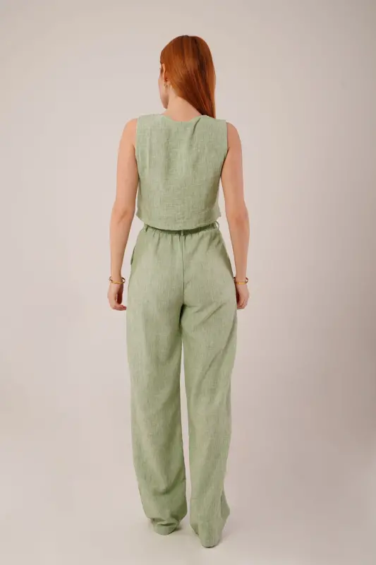 Women's Vest Pants 2-Piece Set-Green - 7