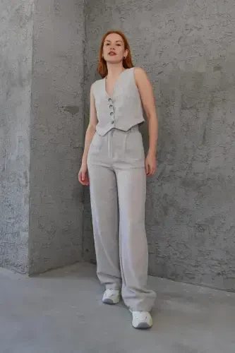 Women's Vest Pants 2-Piece Set-Stone - LOKADI (1)