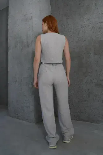 Women's Vest Pants 2-Piece Set-Stone - 5