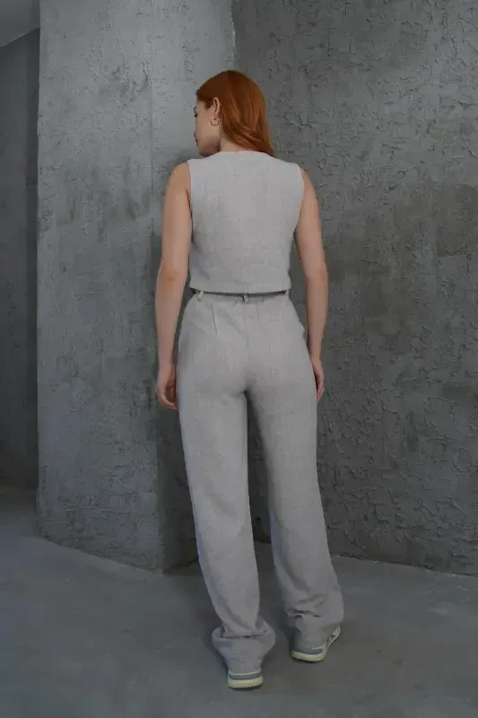 Women's Vest Pants 2-Piece Set-Stone - 5