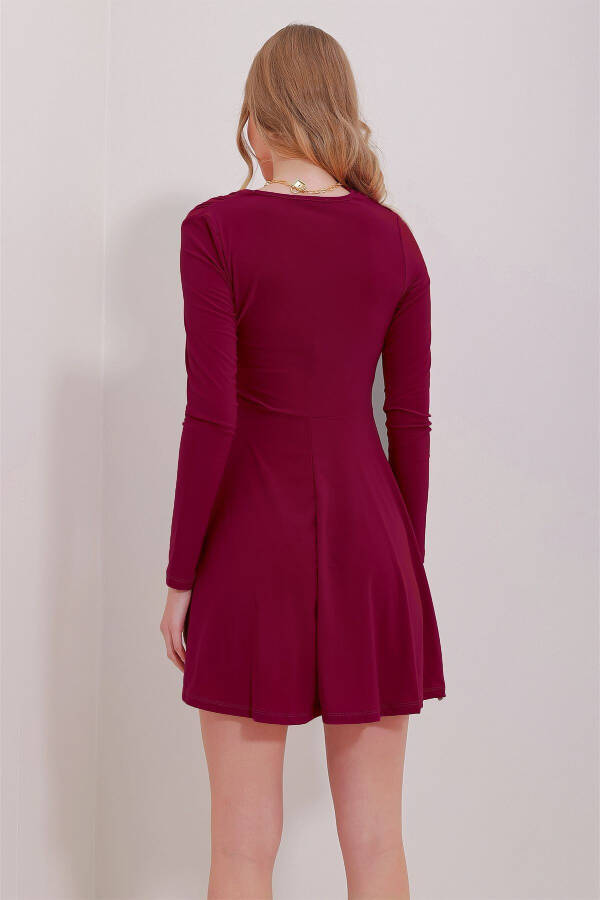 Women's Violet Asymmetrical Neck Draped Sandy A-Line Dress ALC-X11496 - 4