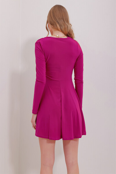 Women's Violet Asymmetrical Neck Draped Sandy A-Line Dress ALC-X11496 - 8