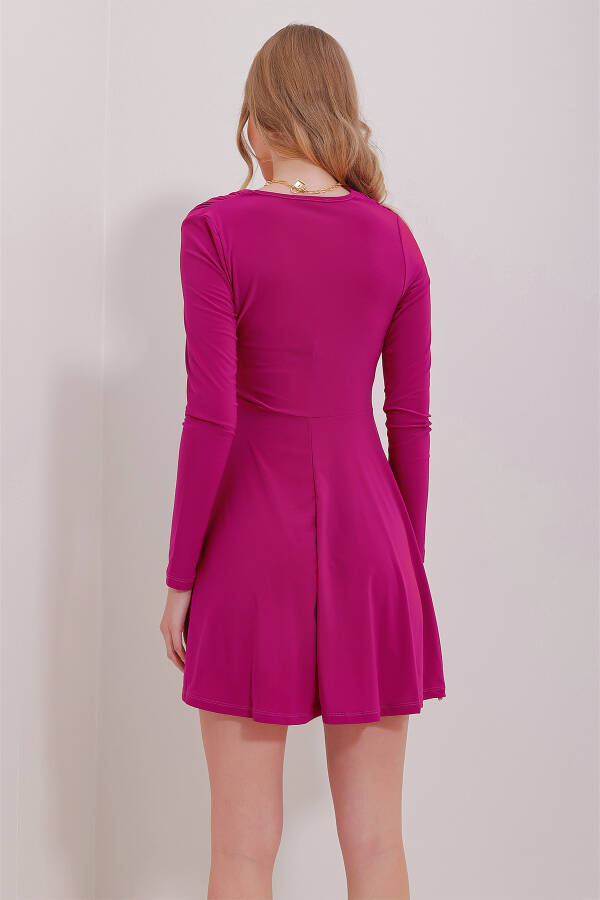 Women's Violet Asymmetrical Neck Draped Sandy A-Line Dress ALC-X11496 - 8