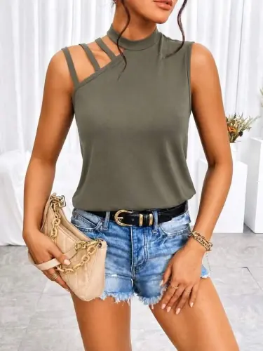 Women's Viscose Blouse with Shoulder Detail and Semi-Turtleneck - BÜYÜKBEDENIZ (1)