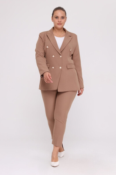 Women's Visone Blazer Jacket Belted Pocket Wide Leg Trousers Plus Size Suit Dress - 1