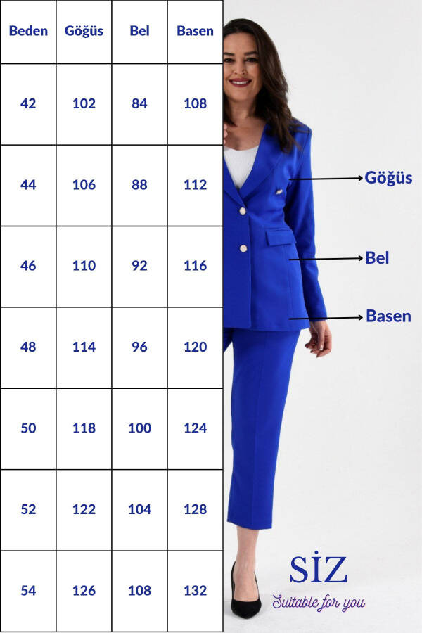 Women's Visone Blazer Jacket Belted Pocket Wide Leg Trousers Plus Size Suit Dress - 7