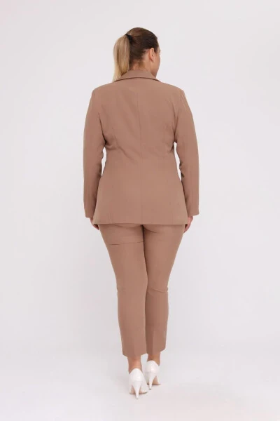 Women's Visone Blazer Jacket Belted Pocket Wide Leg Trousers Plus Size Suit Dress - 6