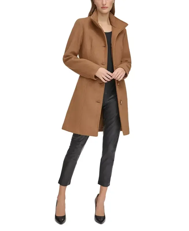 Women's Walker Coat, Created for Modazone - Tobacco Melange - CALVIN KLEIN