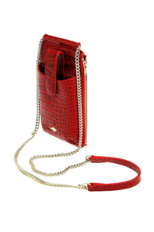 Women's wallet bag made of crocodile leather, with phone and card slots. - 2