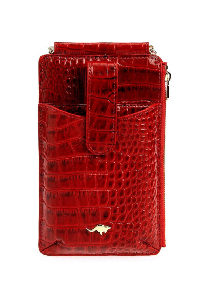 Women's wallet bag made of crocodile leather, with phone and card slots. - 4