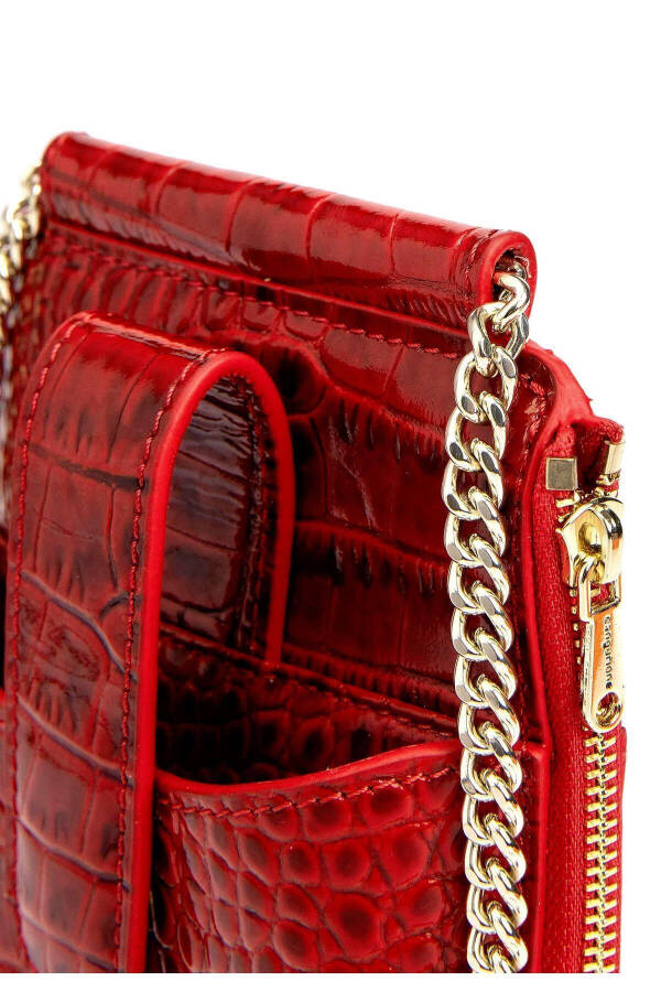 Women's wallet bag made of crocodile leather, with phone and card slots. - 7