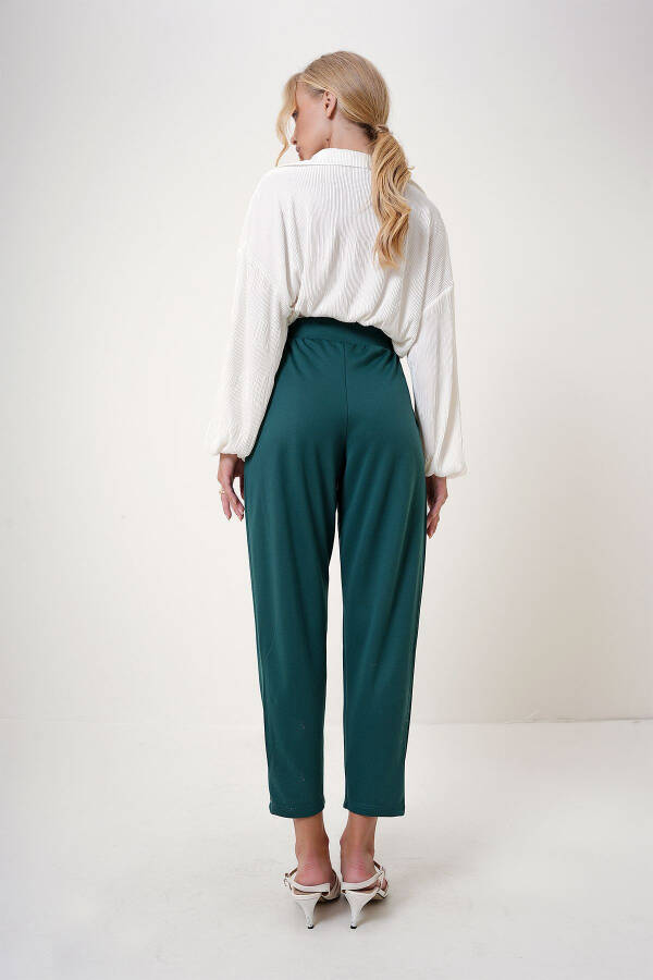 Women's Walnut Green High Waist Carrot Pants ALC-X11148 - 6